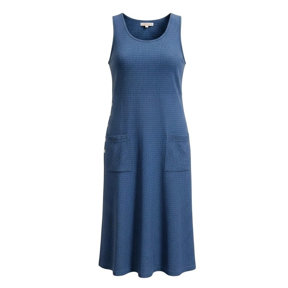 Vintage 90s Original TY Wear Cotton Pinafore Dress Blue Woven Jumper Maxi 12